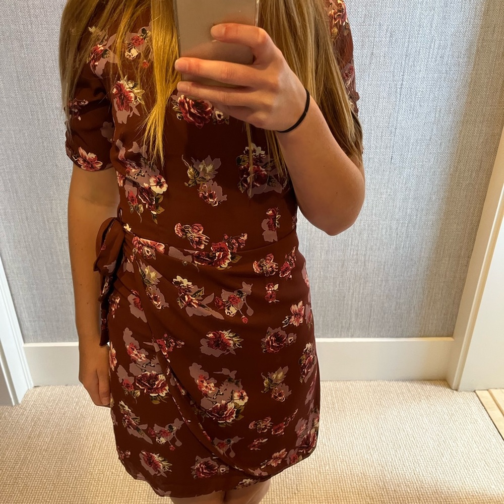 Maroon dress with flowers